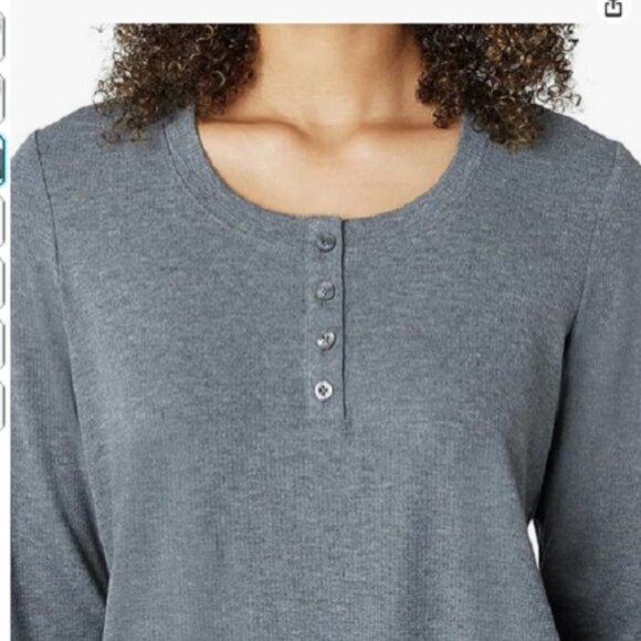 NWT Eddie Bauer 3-Piece Waffle Knit Pajama Set Gray - Picture 2 of 4